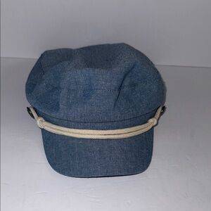 Melrose and Market Blue Denim Nautical Newsboy Cap with Cream Rope Accent OS